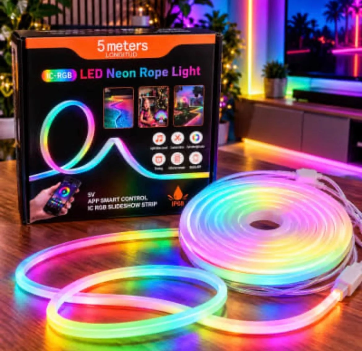 CINTA NEON R5 METROS RGB  BLUETHOOTH