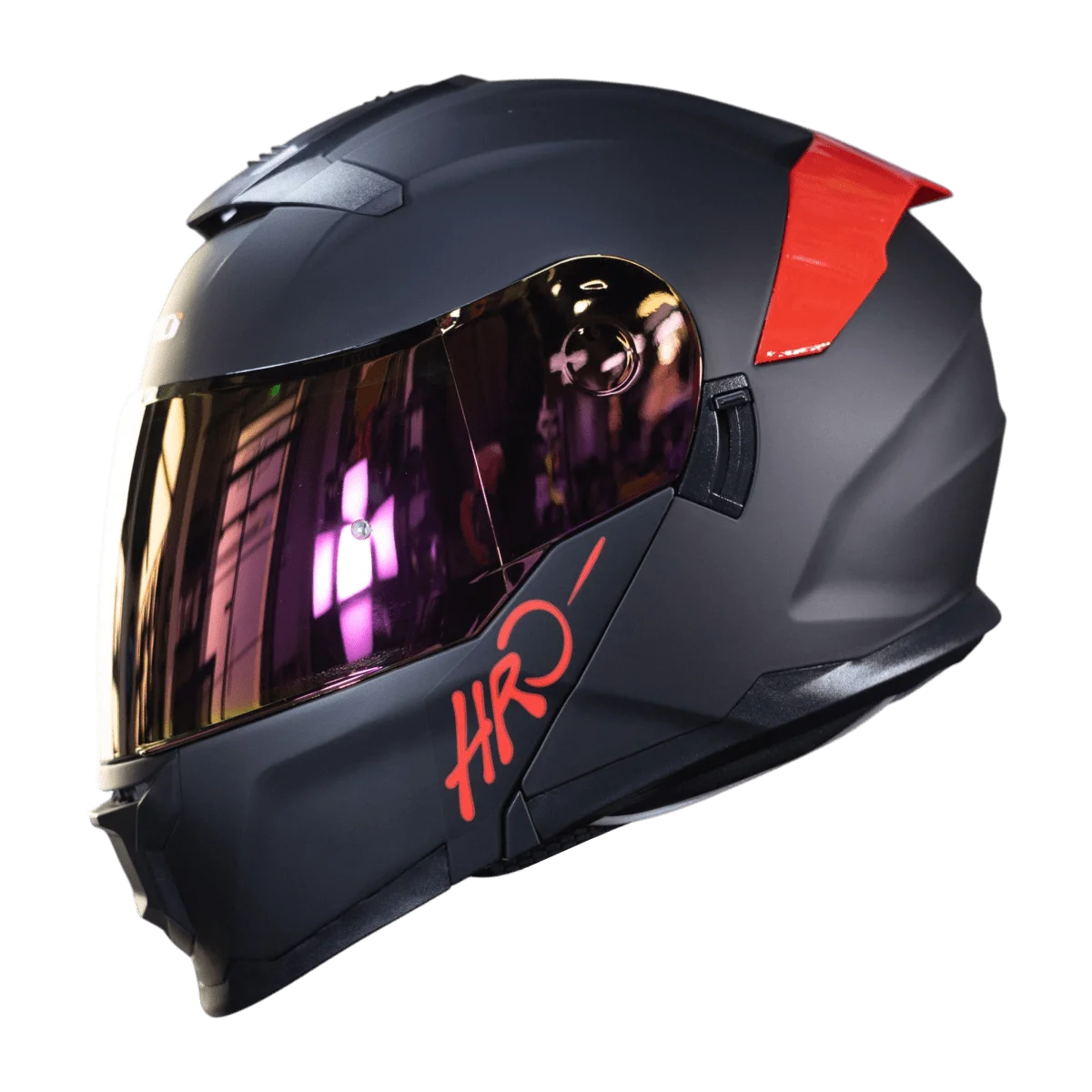 CASCO ABATIBLE HRO 3440 DV SOLID NEGRO MATE ROJO