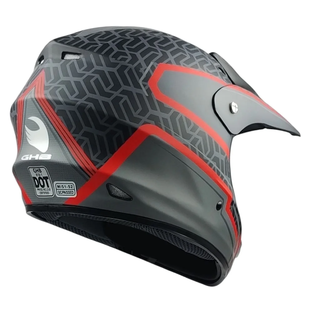 CASCO NIÑO GHB 818 DOT GRID NEGRO ROJO MATE