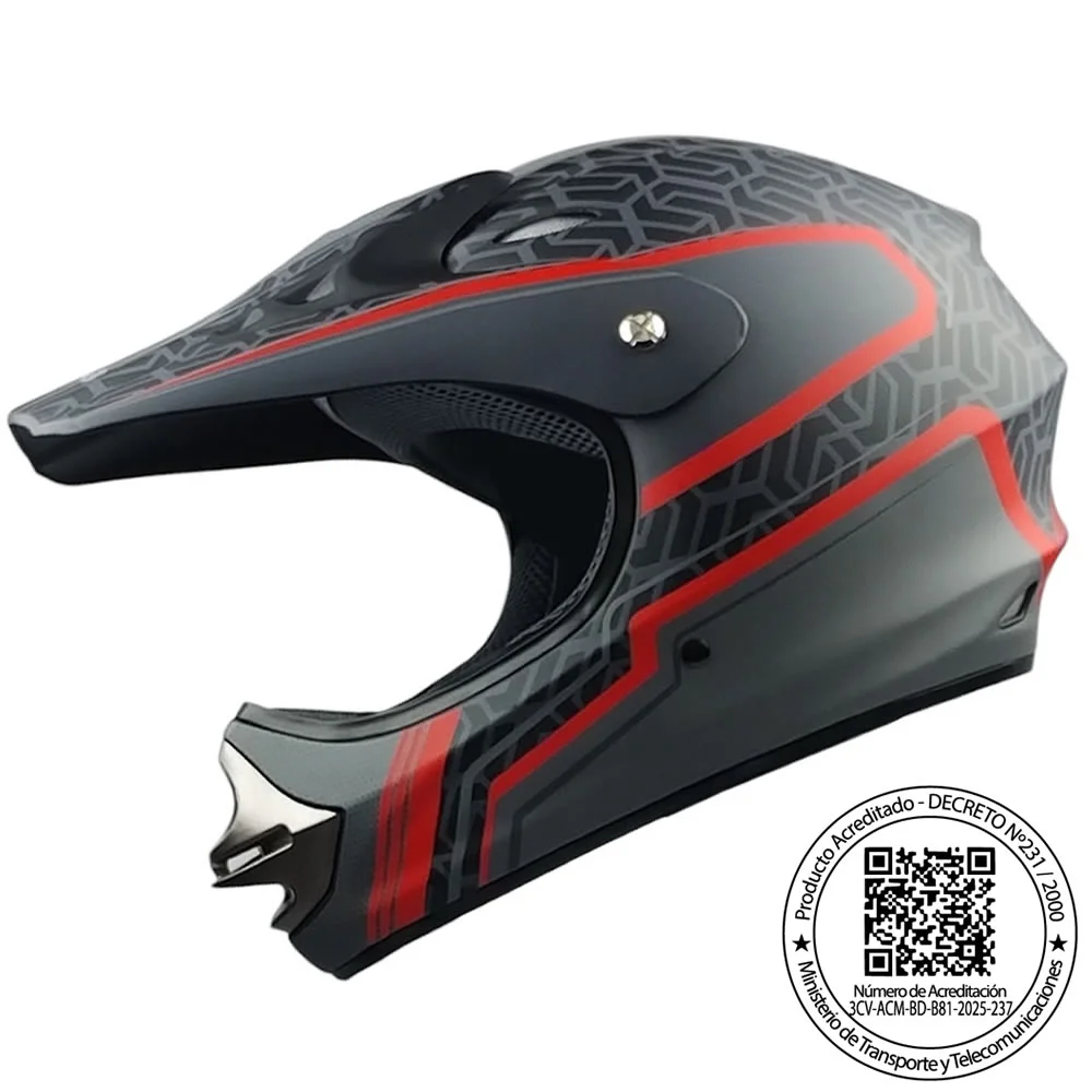 CASCO NIÑO GHB 818 DOT GRID NEGRO ROJO MATE