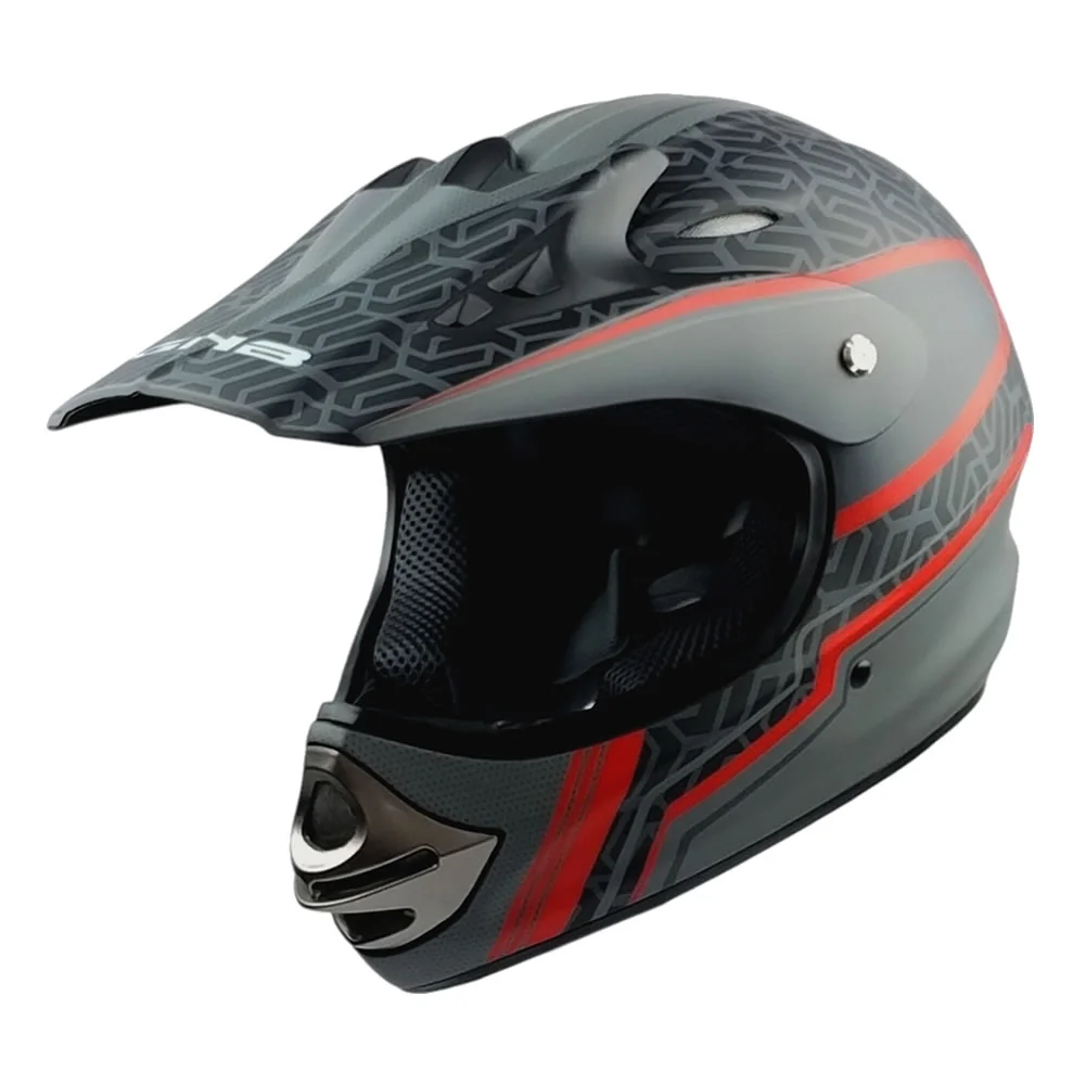 CASCO NIÑO GHB 818 DOT GRID NEGRO ROJO MATE