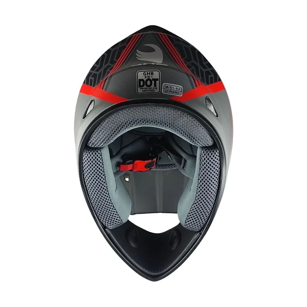 CASCO NIÑO GHB 818 DOT GRID NEGRO ROJO MATE
