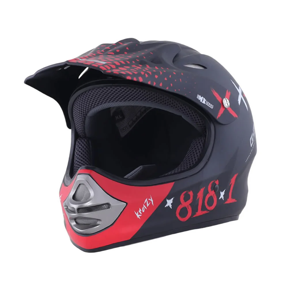 CASCO GHB 818 DOT KRAZY NEGRO ROJO MATTE