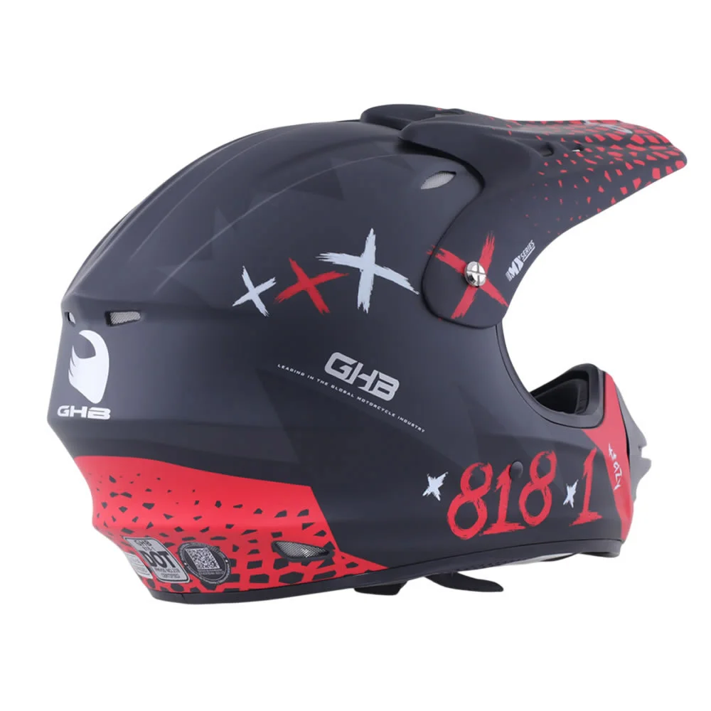 CASCO GHB 818 DOT KRAZY NEGRO ROJO MATTE