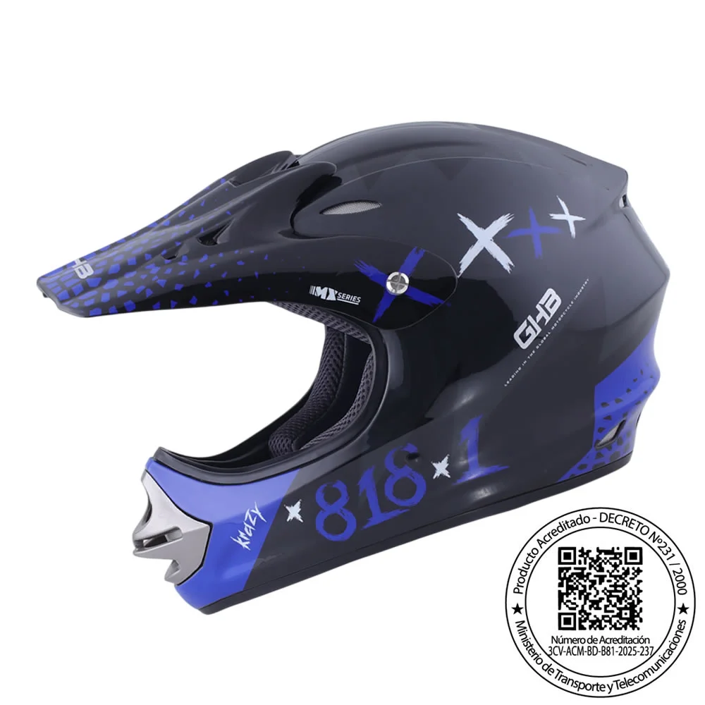 CASCO NIÑO GHB 818 DOT KRAZY NEGRO AZUL
