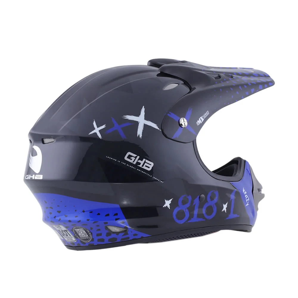 CASCO NIÑO GHB 818 DOT KRAZY NEGRO AZUL