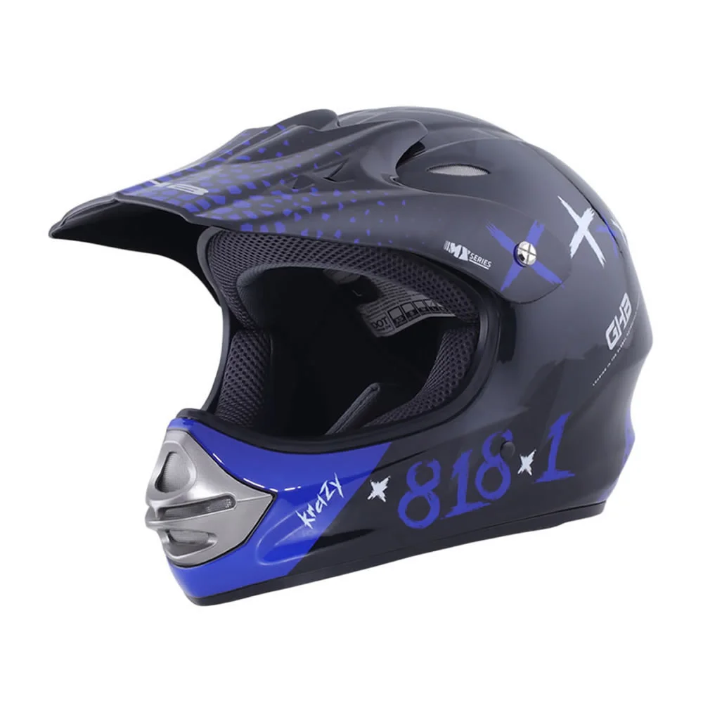 CASCO NIÑO GHB 818 DOT KRAZY NEGRO AZUL