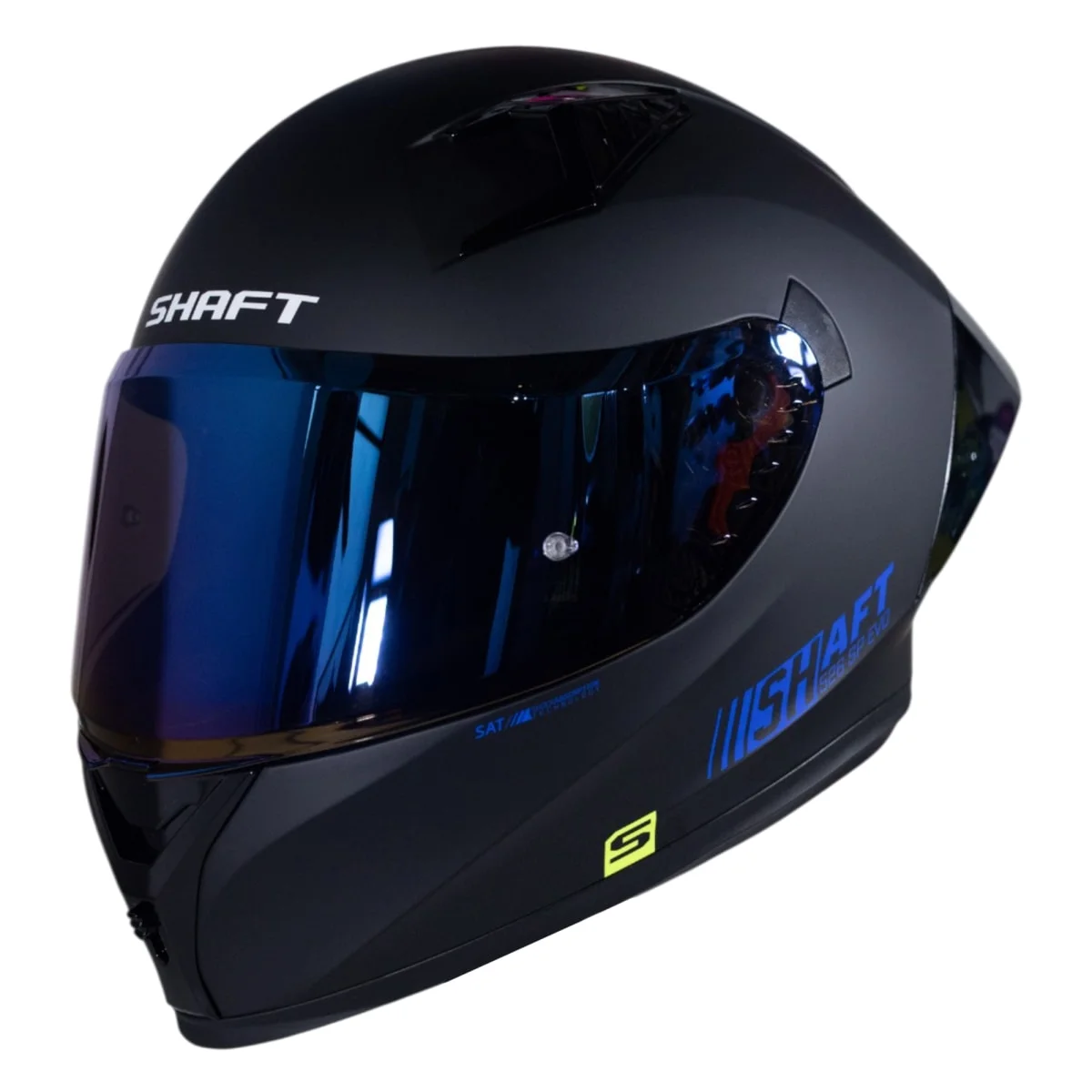 CASCO SHAFT 526SP EVO SOLID NEGRO MATE AZUL VISOR AZUL