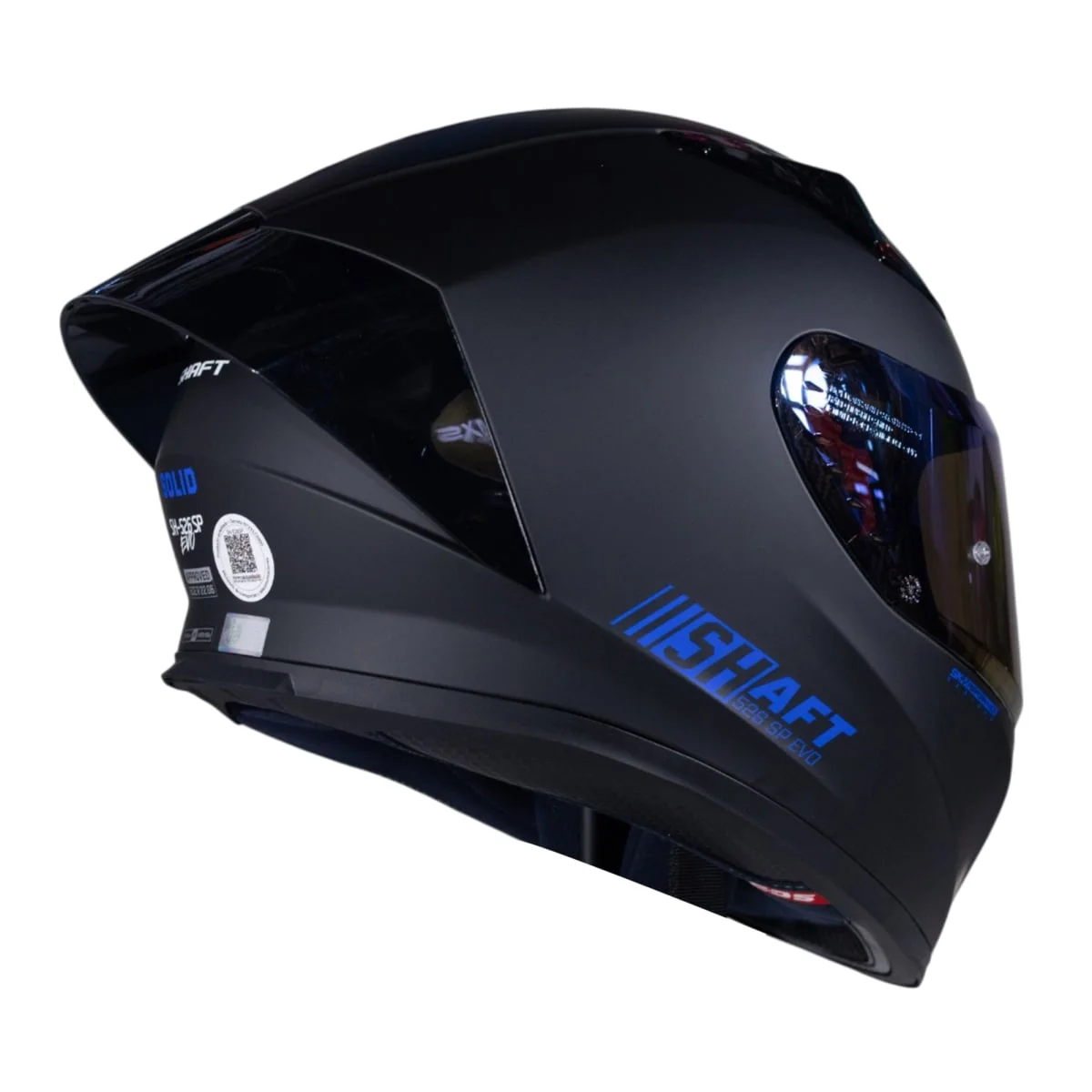 CASCO SHAFT 526SP EVO SOLID NEGRO MATE AZUL VISOR AZUL