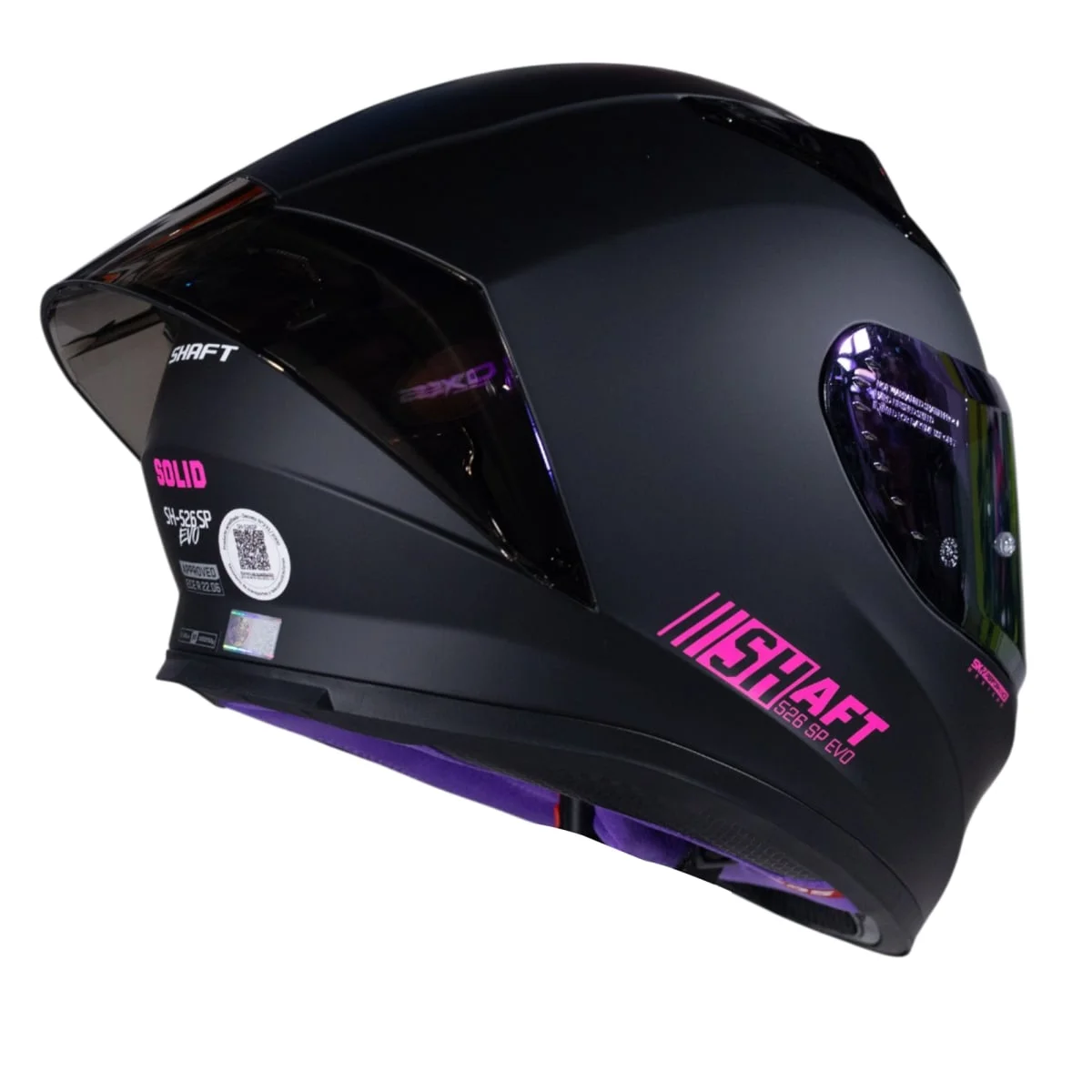 CASCO SHAFT 526SP EVO SOLID NEGRO MATE FUCSIA VISOR FUCSIA