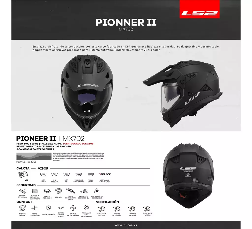 MICA LS2 MX702 PIONEER II TORNASOL (PARA PINLOCK)