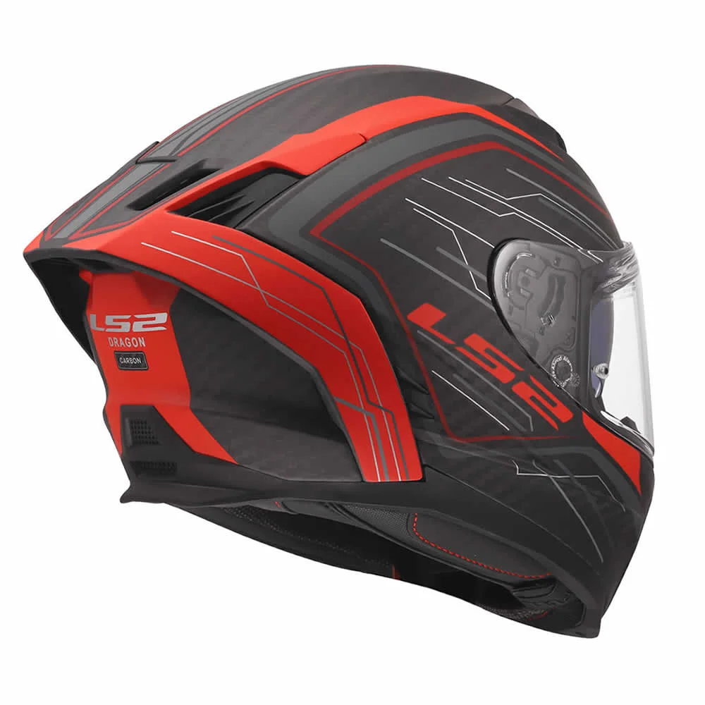 CASCO LS2 FF807 DRAGON CARBON SUBIC ROJO MATE