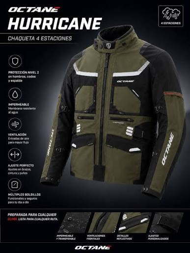 CHAQUETA OCTANE HURRICANE NEGRO VERDE OSCURO