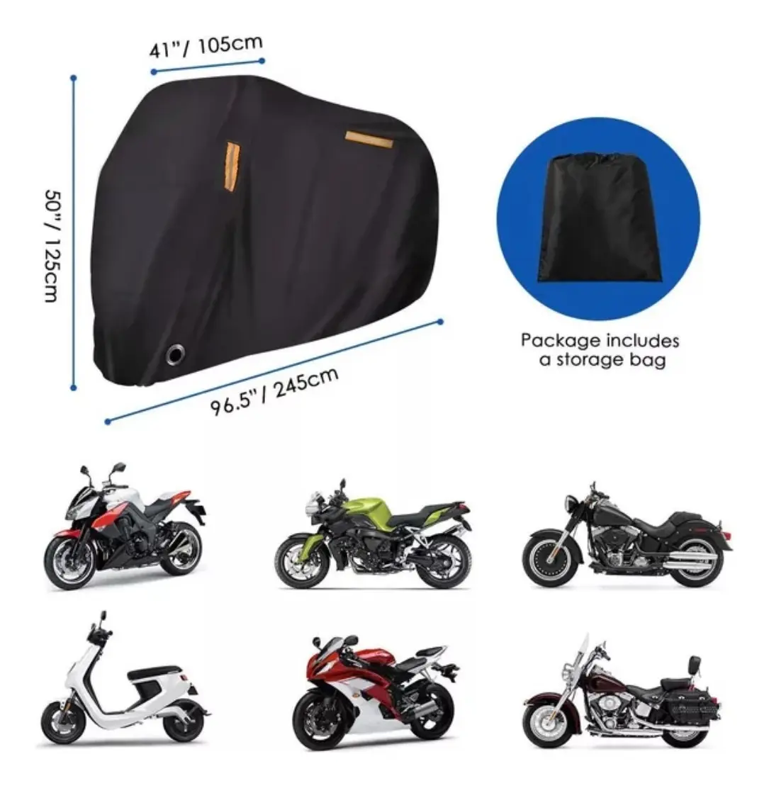 FUNDA P/MOTO IMPERMEABLE 255X125 CON OJALES
