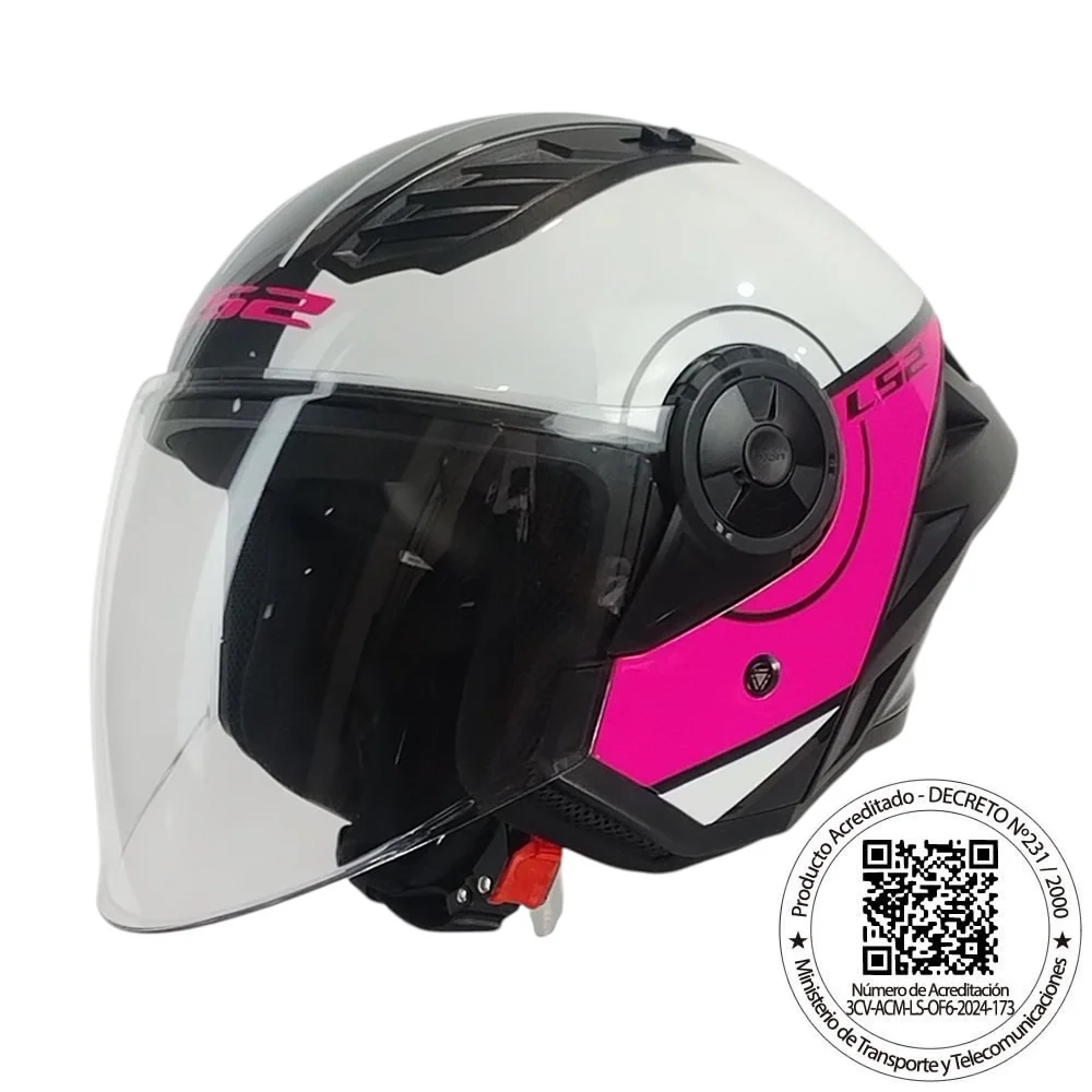 CASCO ABIERTO LS2 OF616 AIRFLOW II COVER BLANCO ROSA