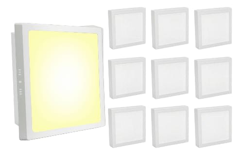 043-3 PACK 10 UNID PLAFON LED CUADRADO 24W 30CM DIAM 3000K LUZ CALIDA