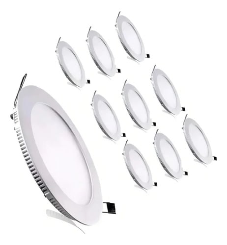 ELEK 102023-1 PACK 10 UNID PLAFON EMBUTIDO 18W 22CM DIAM REDONDO LUZ BLANCA