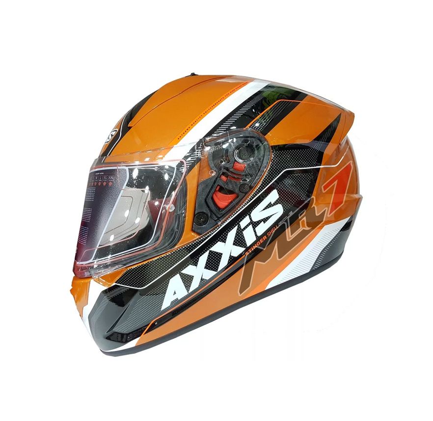 CASCO AXXIS POLE NEGRO NARANJO