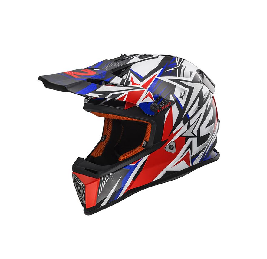 CASCO LS2 MX 437 FAST STRONG BLANCO AZUL ROJO