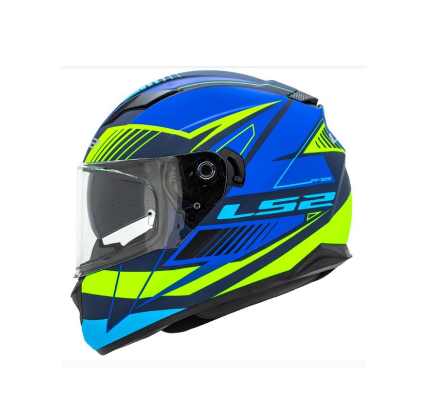 CASCO LS2 FF 320 EVO TREPID AZUL NEON AMARILLO