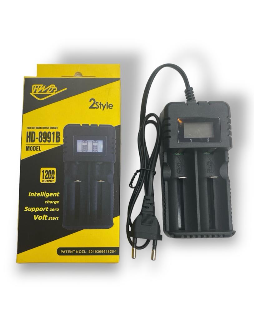 CARGADOR DE PILAS 18650  CAJA AMARILLA MOD HD-8991A