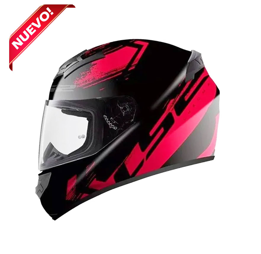 CASCO LS2 FF 352 CHROMA NEGRO ROJO
