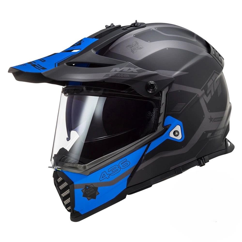 CASCO LS2 MX 436 EVO COBRA NEGRO AZUL MATE