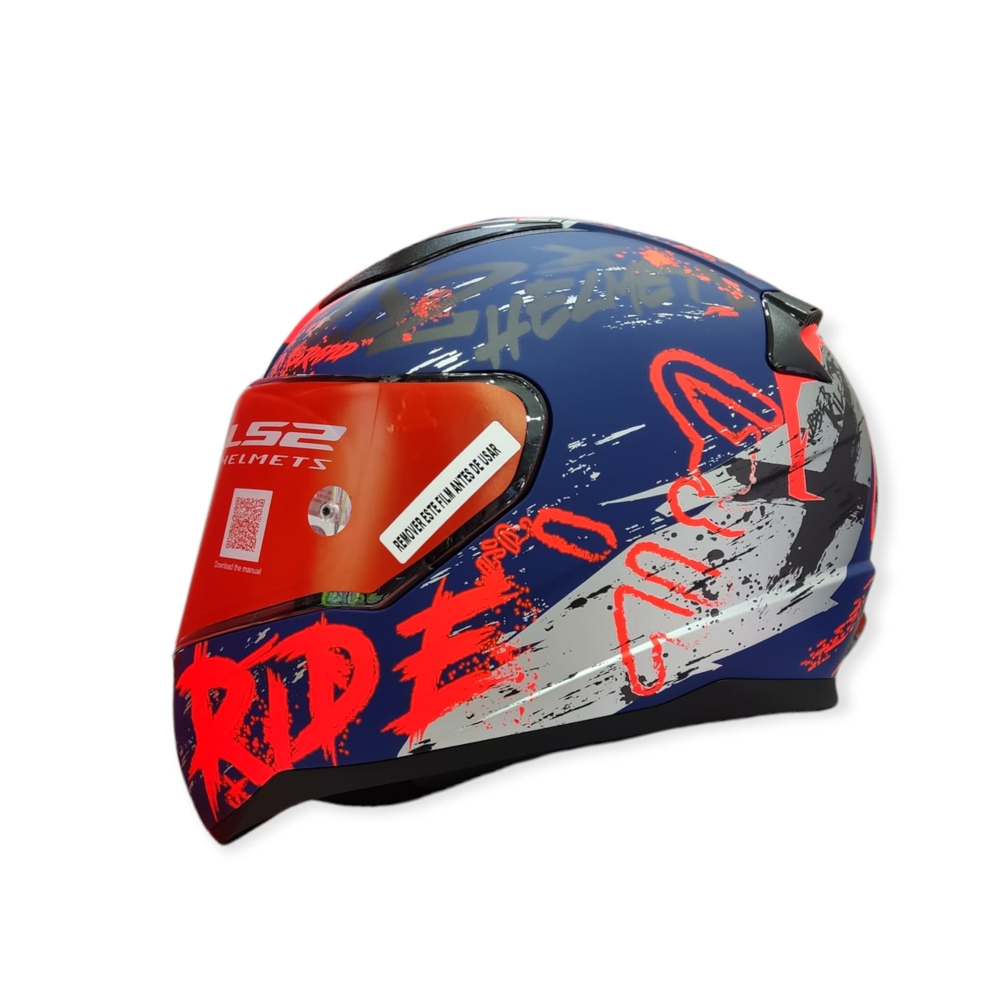 CASCO LS2 FF 353 RAPID NAUGHTY AZUL NARANJO MAT