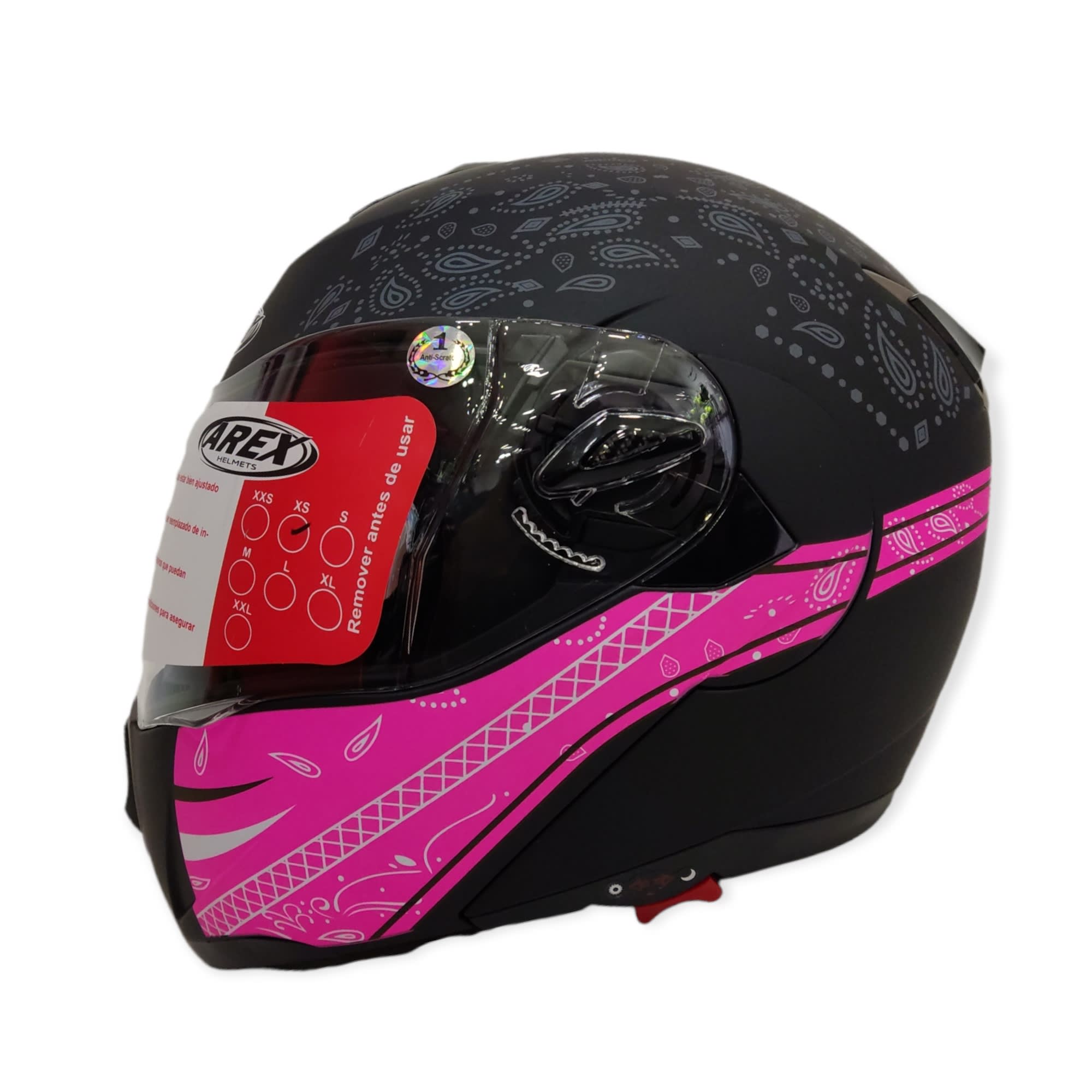 CASCO AREX ABATIBLE MR 701 NEGRO FUCSIA