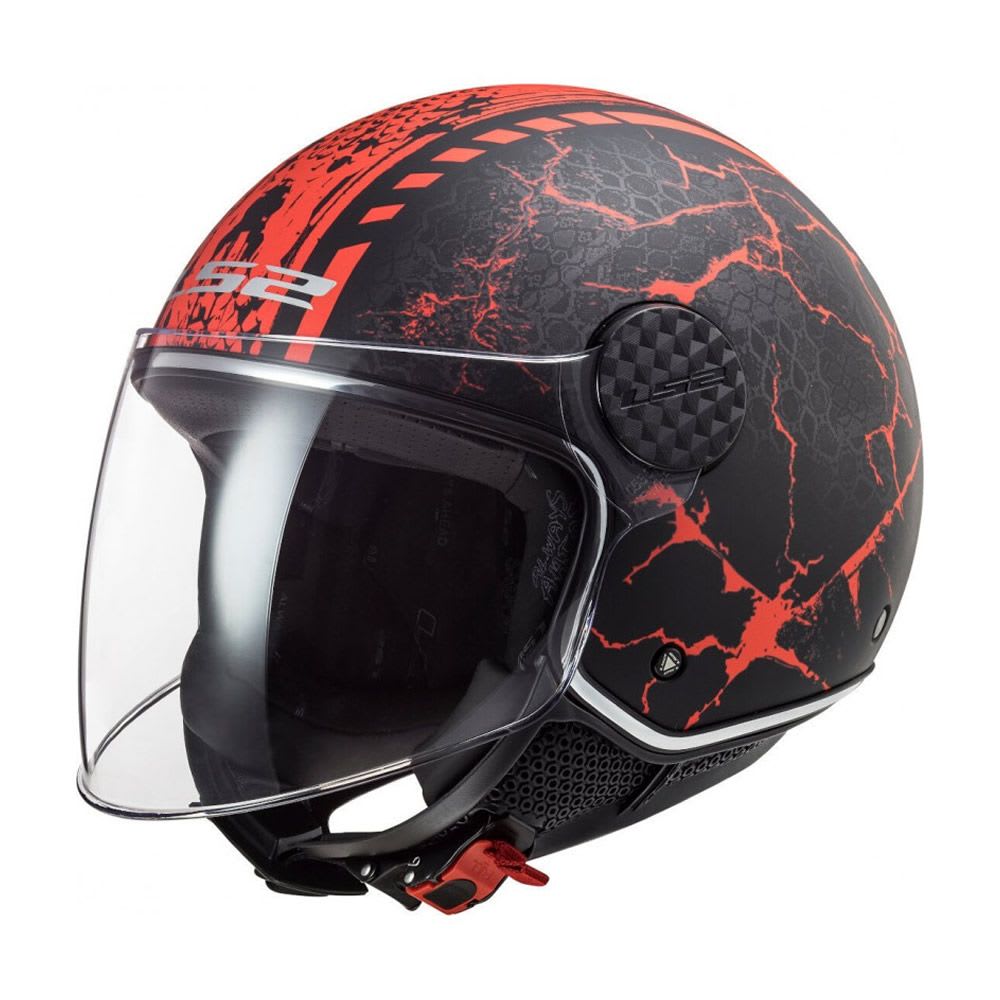 CASCO LS2 OF558 SPHERE LUX SNAKE NEGRO ROJO