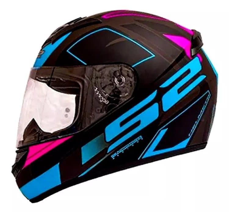 CASCO LS2 FF 352 CYPRESS NEGRO AZUL FUCSIA MAT