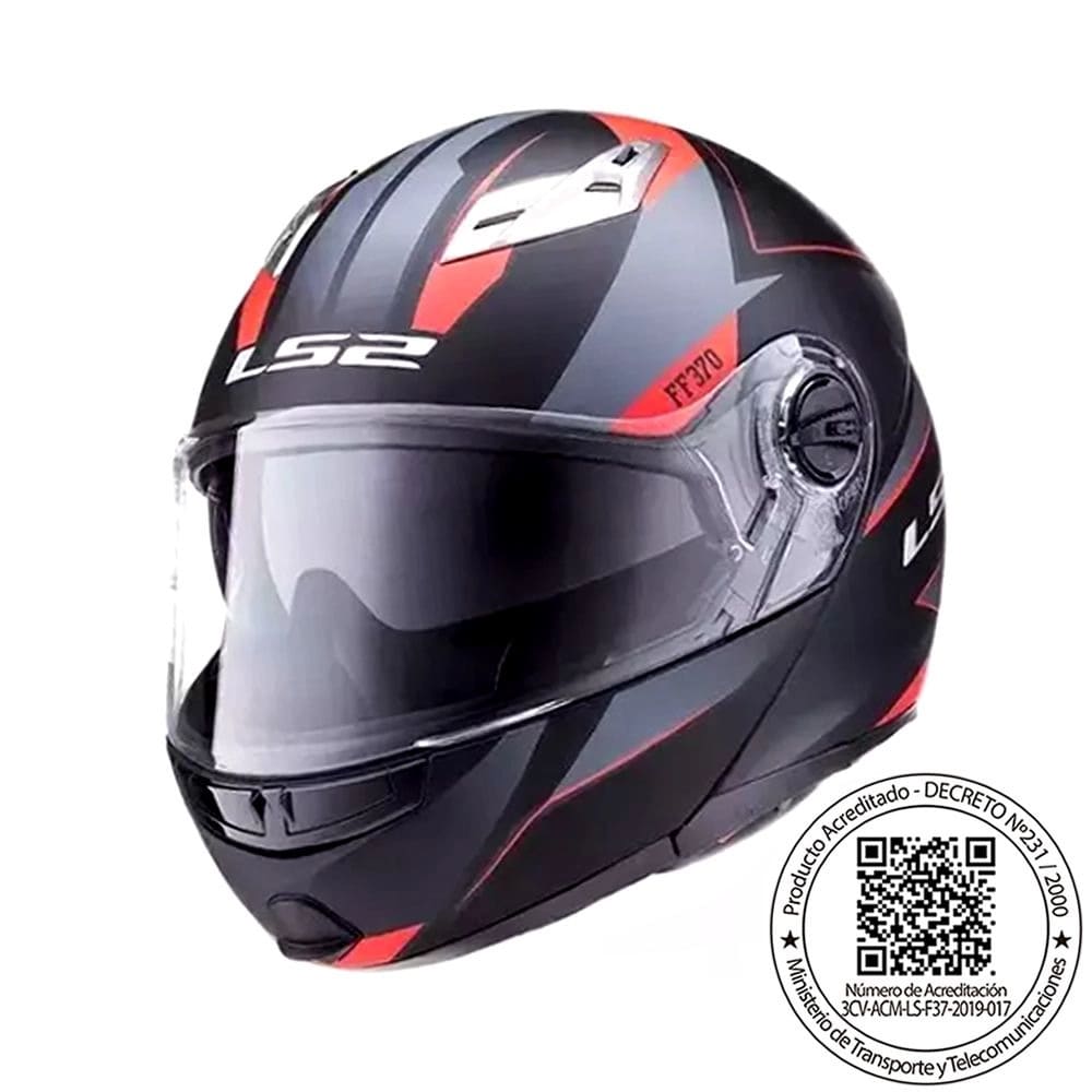 CASCO LS2 FF370 EASY STRIP NEGRO ROJO MATTE