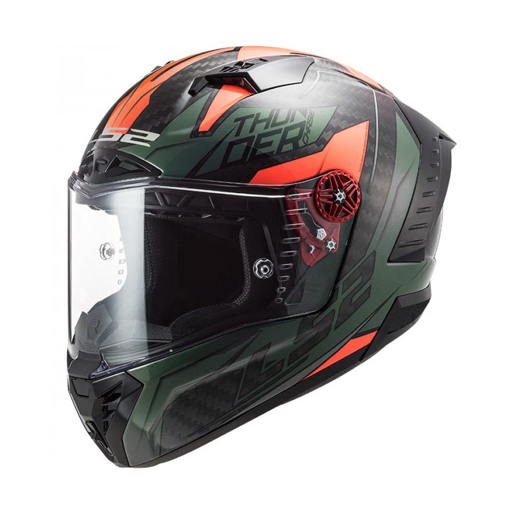 CASCO CARBONO LS2 FF805 THUNDER CHASE VERDE NARANJA