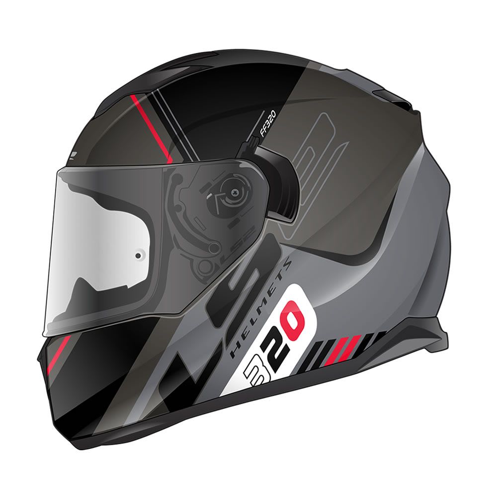 CASCO LS2 FF320 STREM EVO SCHE NEGRO GRIS
