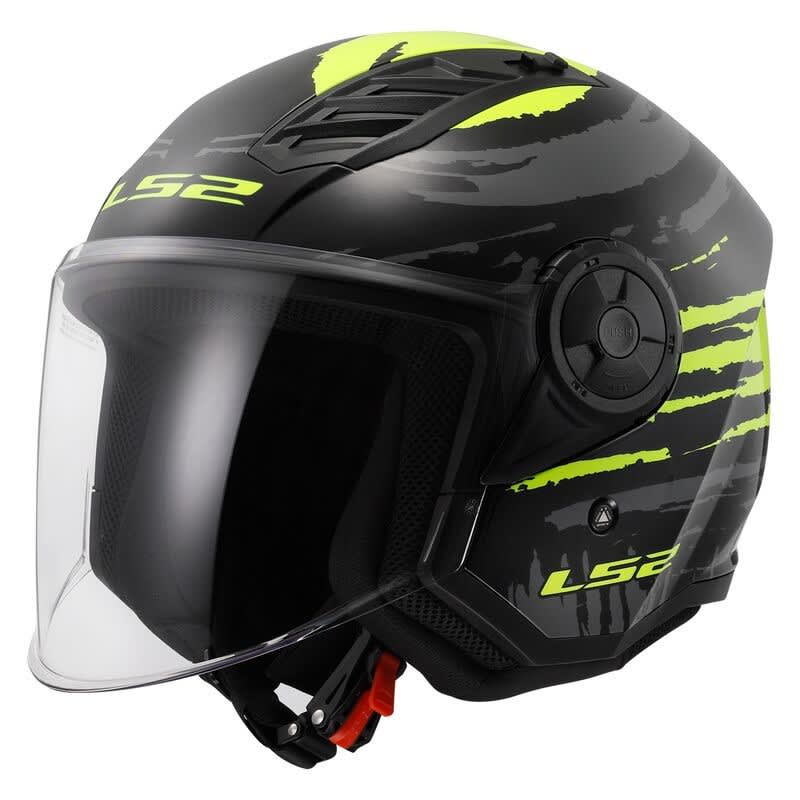 CASCO ABIERTO LS2 OF616 AIRFLOW II BRUSH NEGRO AMARILLO