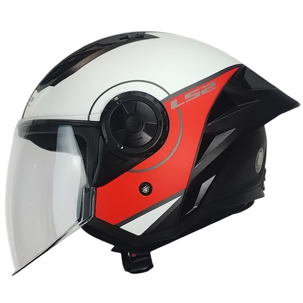 CASCO ABIERTO LS2 OF616 AIRFLOW II COVER BLANCO ROJO