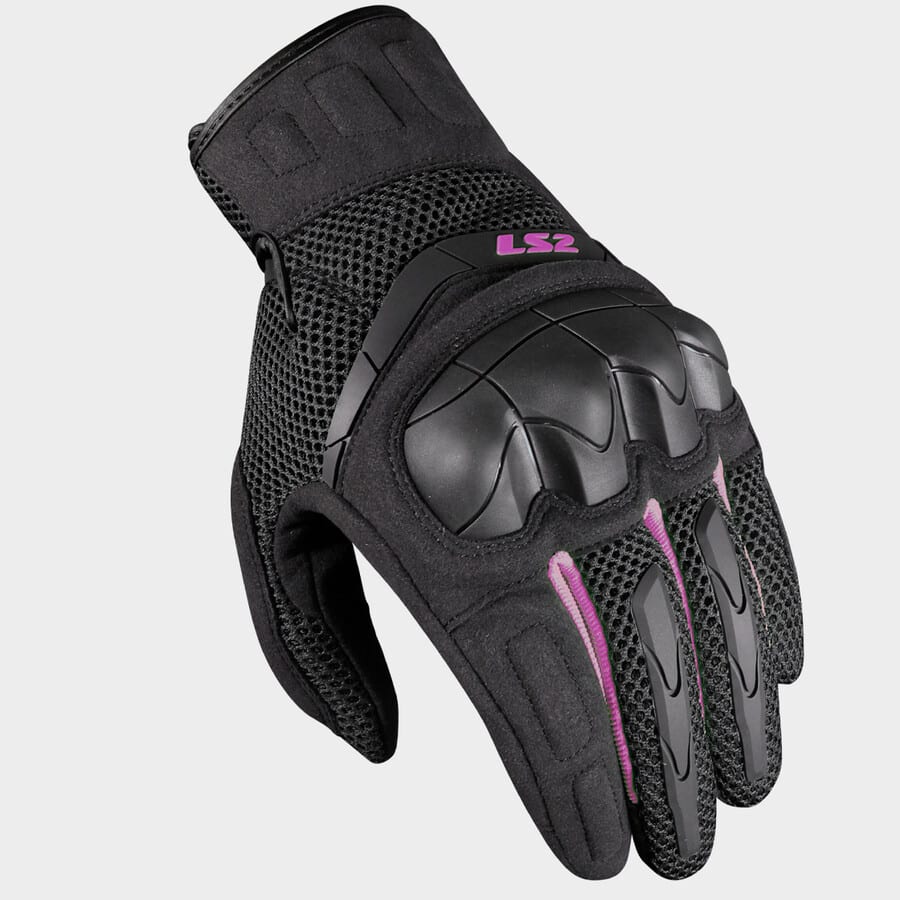 GUANTE LS2 KUBRA NEGRO MORADO MUJER