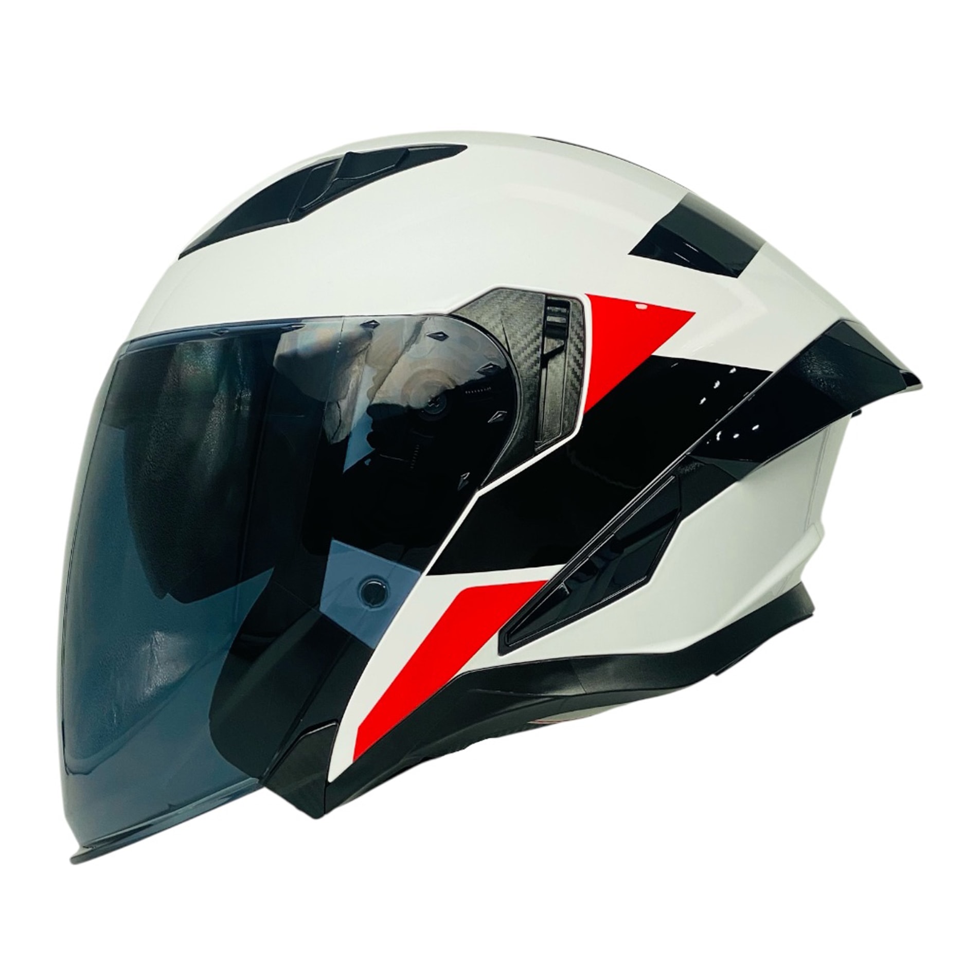 CASCO AREX MR-728 + VISOR CITY BLANCO ROJO