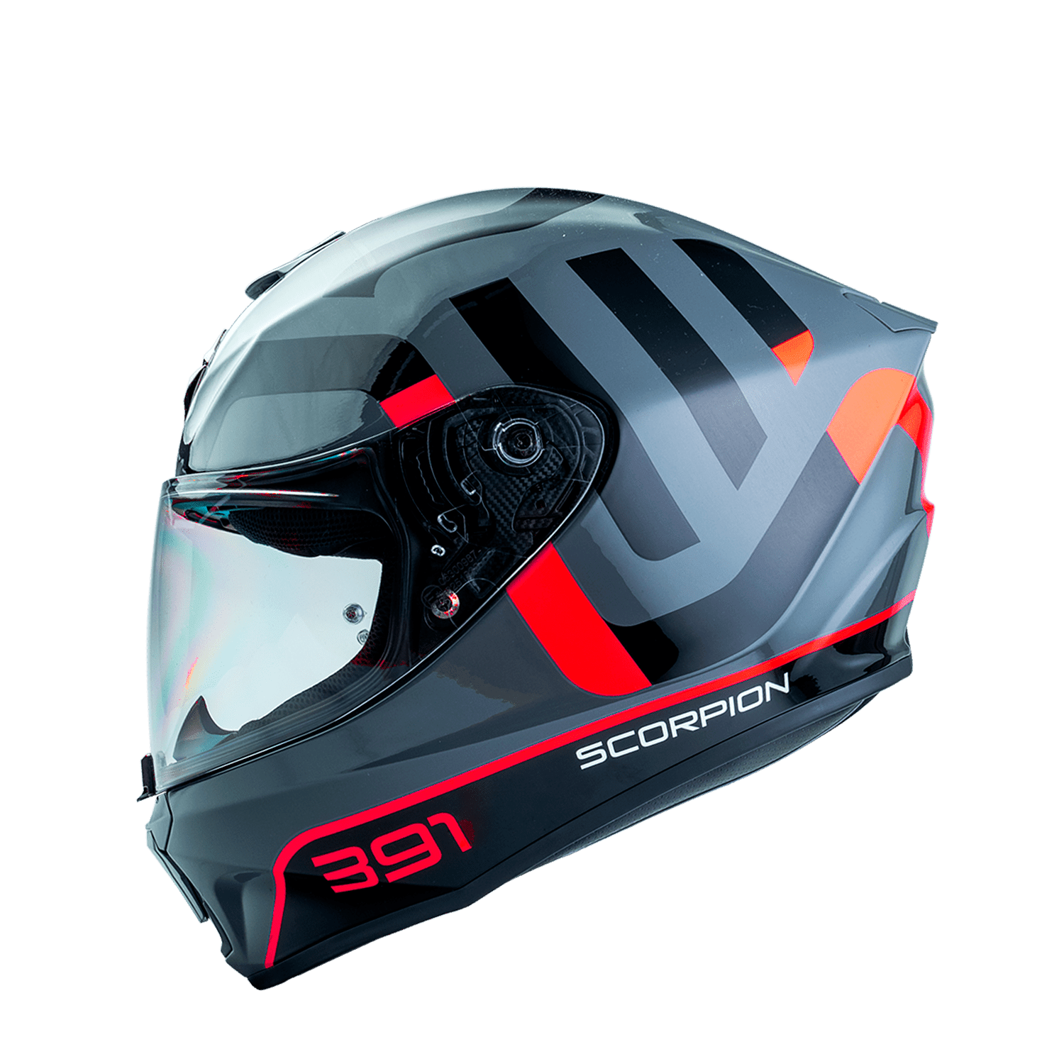 CASCO SCORPION EXO-391 AROK GRIS ROJO NEGRO