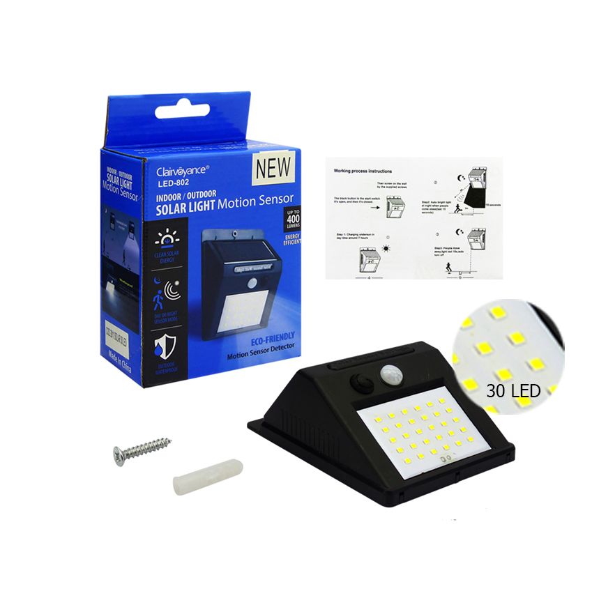 FOCO SOLAR 30 LED C/SENSOR DE MOVIMIENTO