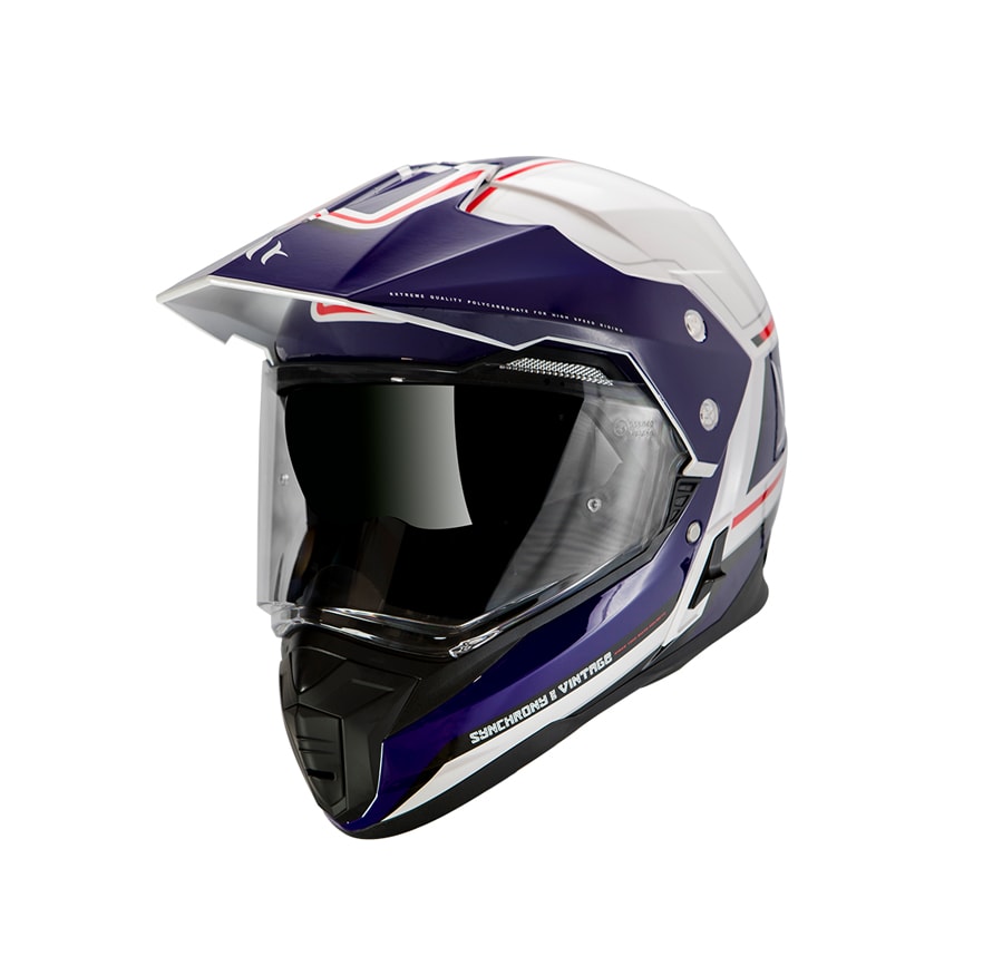 CASCO MT SYNCHRONY DUO SPORT BCO/AZUL/ROJO BRILLO