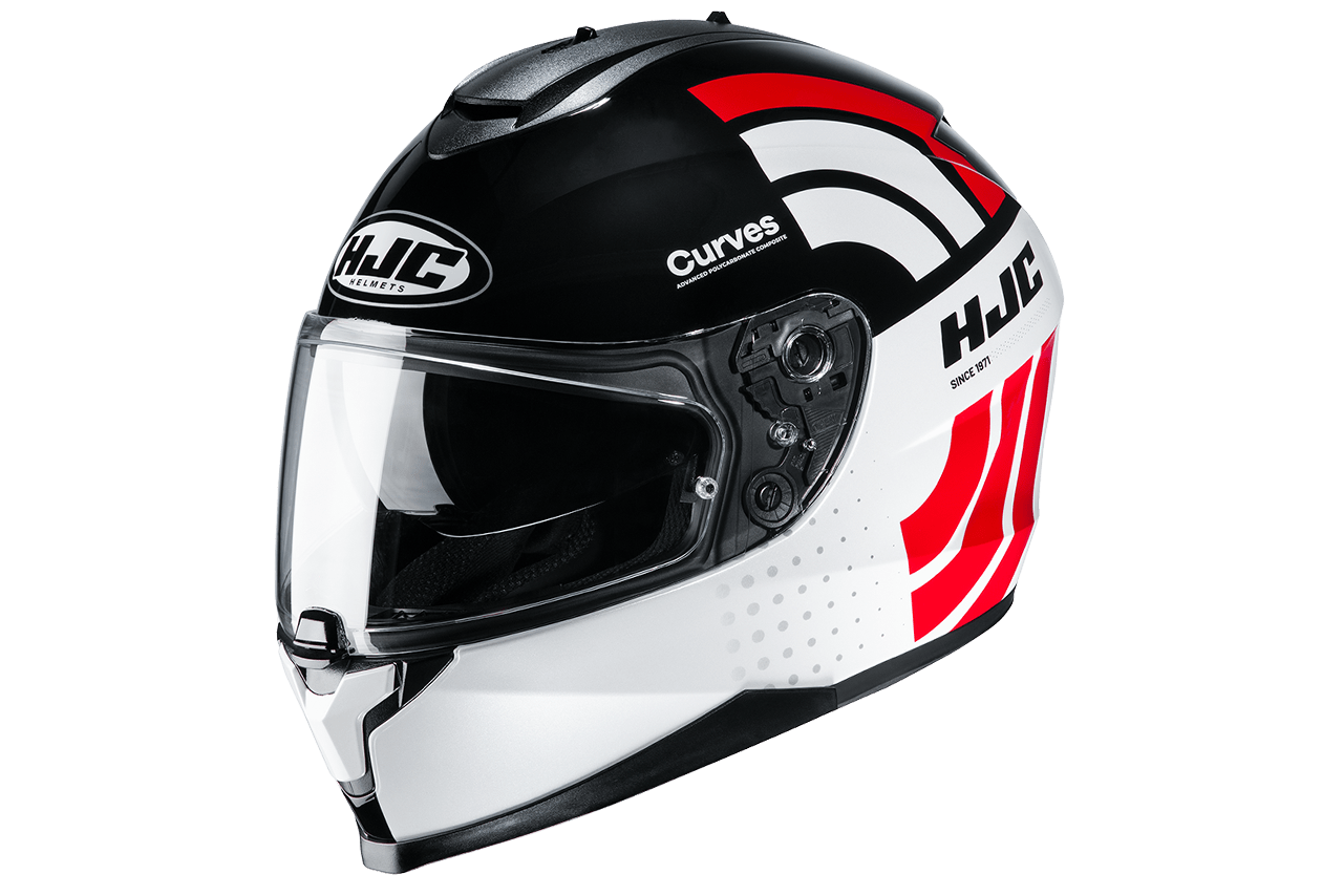 CASCO HJC C70 CURVES MC1 BLANCO NEGRO ROJO