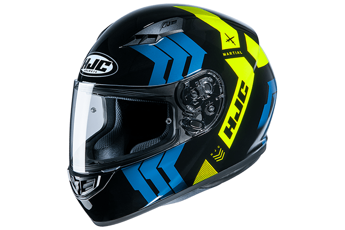 CASCO HJC CS15 MARTIAL MC4HSF NEGRO AZUL AMARILLO FLUOR