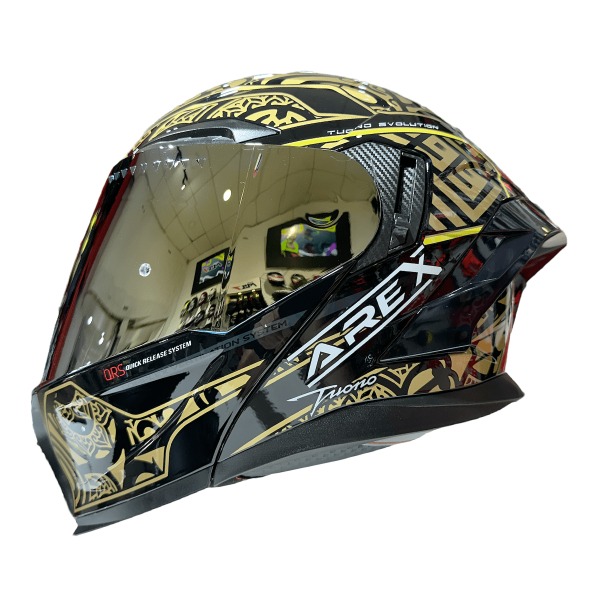 CASCO ABATIBLE AREX MR-903 EDGE NEGRO DORADO
