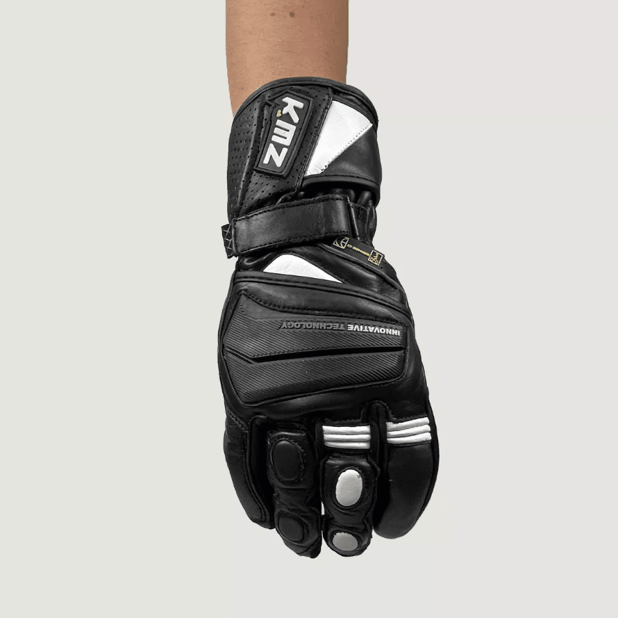 GUANTE CUERO KMZ PRIMAL NEGRO/BLANCO