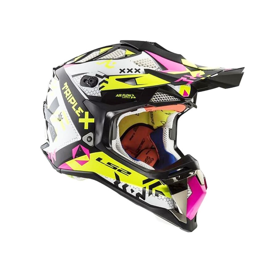 CASCO LS2 MX 470 SUBVERTER TRIPLEX NEG/ROSA/AMARILLO