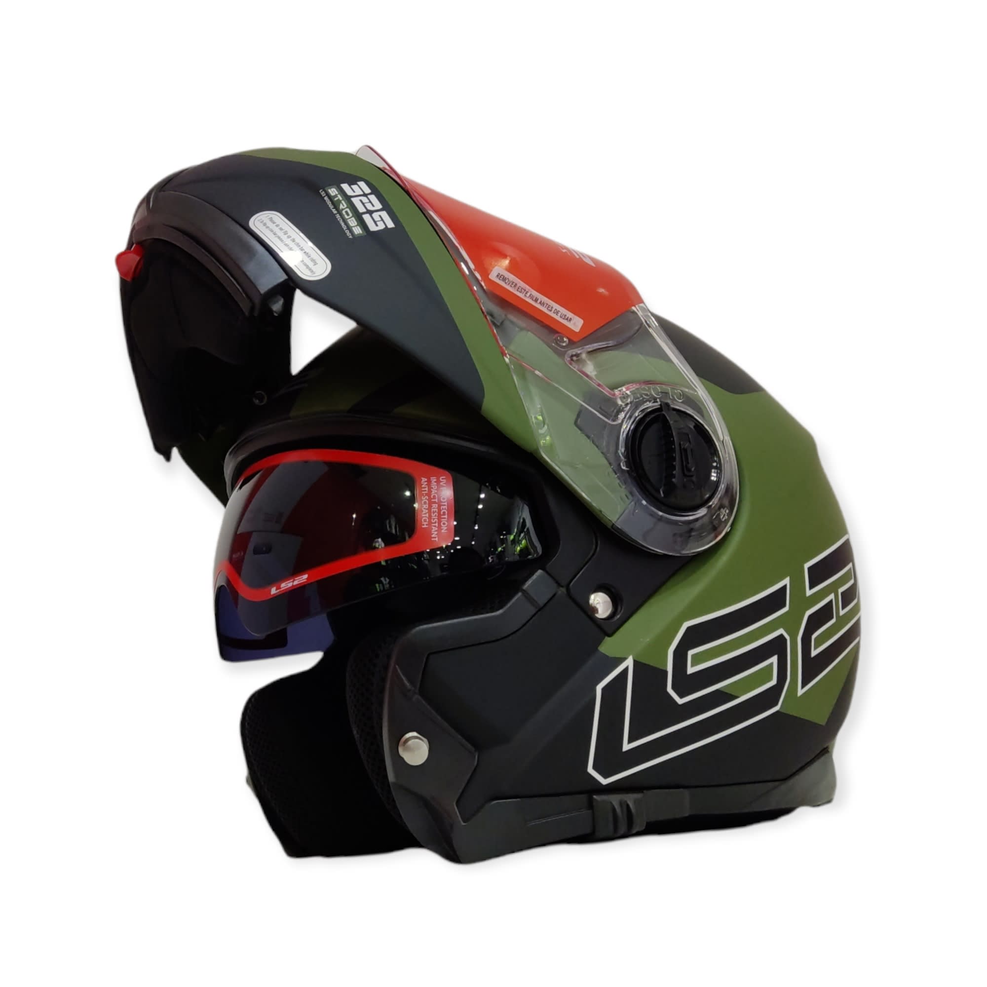 CASCO LS2 FF 325 STROBE ZONE NEGRO VERDE MILITAR