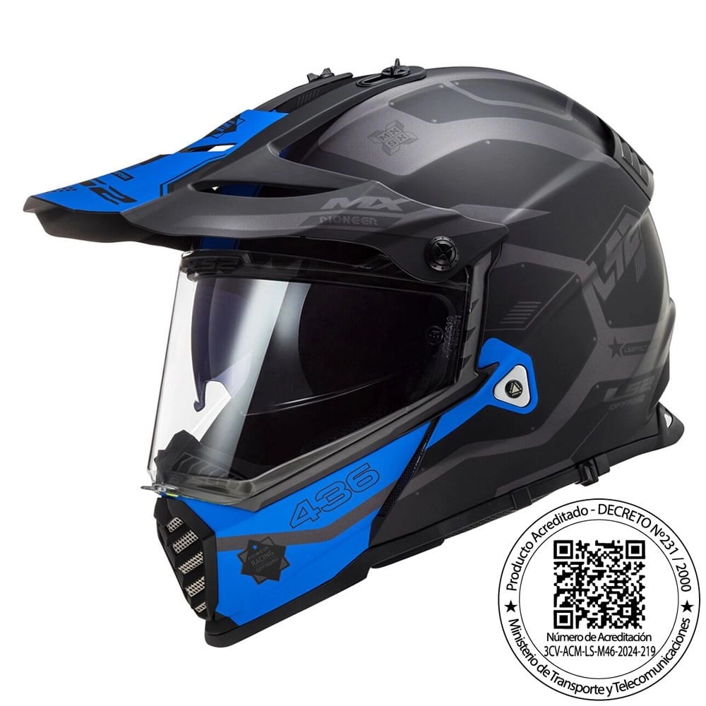 CASCO LS2 MX 436 EVO COBRA NEGRO AZUL MATE