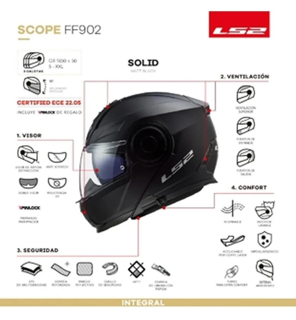 CASCO LS2 FF 902 SCOPE FULL NEGRO MATE