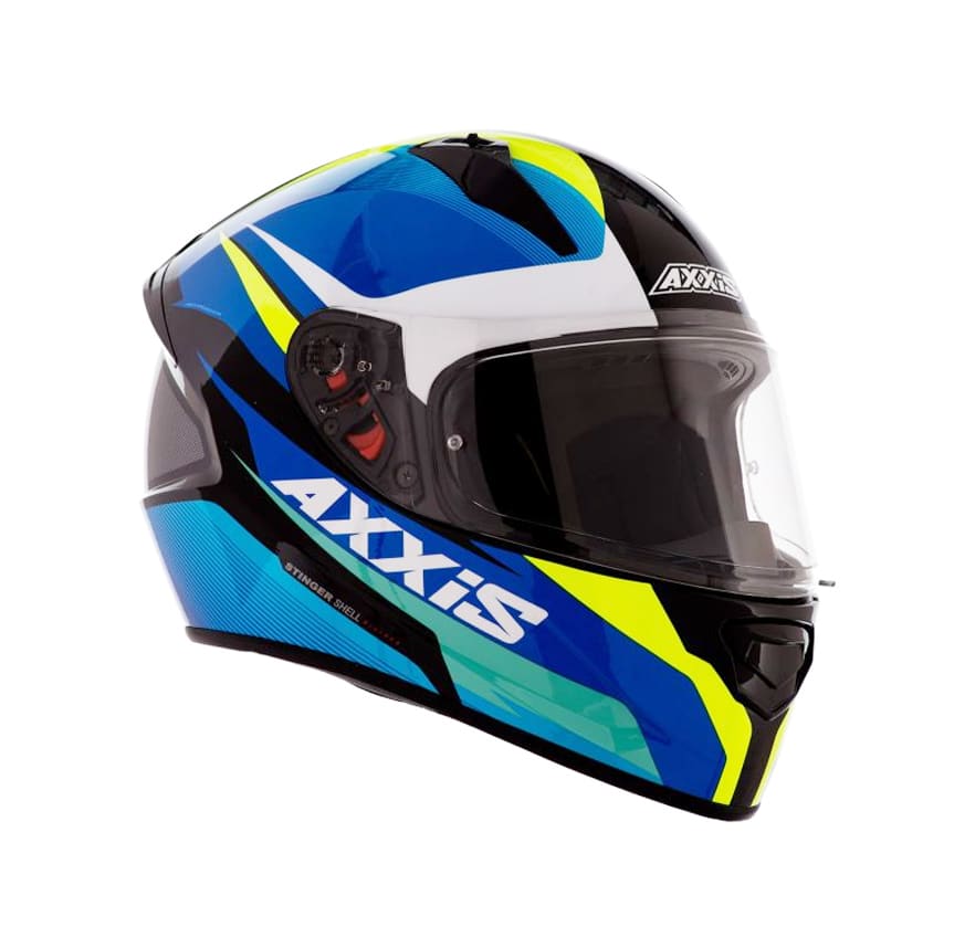 CASCO AXXIS STINGER DIVIDE AZUL BLANCO AMARILLO FLUOR